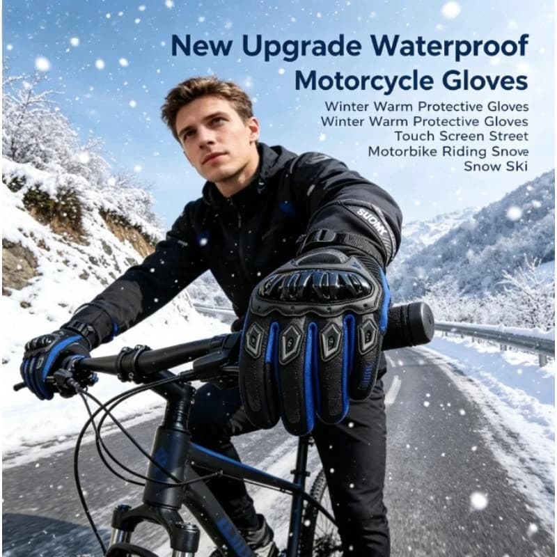Nuovi Guanti da Moto Impermeabili Invernali Caldi con Touch Screen Protettivi