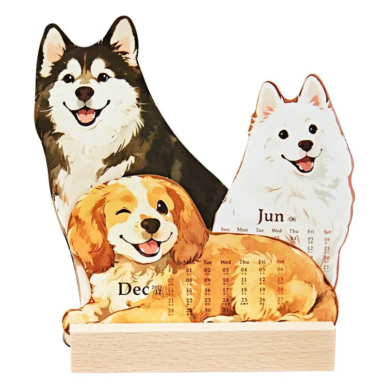 2026 Cute Cat Dog 3D Illustrazione Calendario da tavolo Pianificatore da tavolo Agenda annuale Organizzatore Memo Note Ufficio Scuola Pianificatore giornaliero