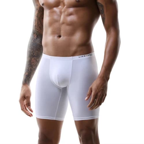 Intimo da uomo a gamba lunga Pantaloncini sportivi a compressione Custodia a U in seta di ghiaccio Boxer Custodia per mutande anti sfregamento per parco di palline