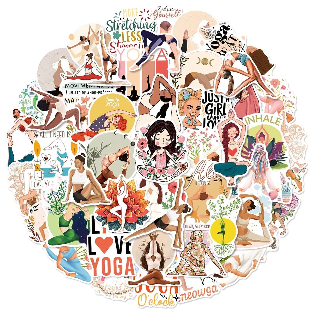 10/50PCS Pilates Yoga Graffiti stickers fashion exquisite funny sticker for phone computer notebook stationery toys DIY secrets