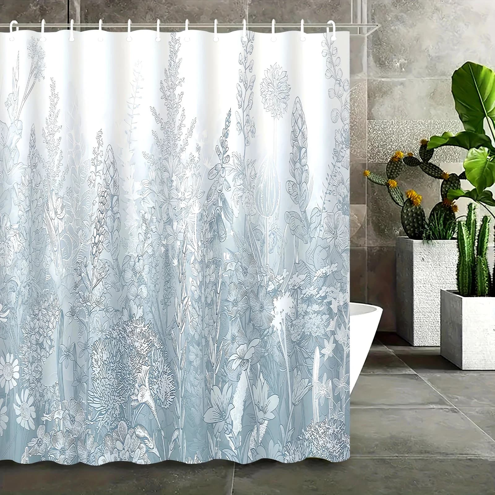 1 pz motivo floreale stampa decorazioni per il bagno di casa con ganci tenda da doccia in tessuto poliestere facile da installare pronto