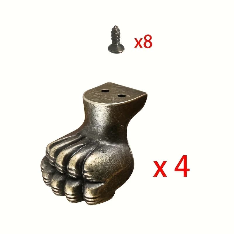 4 pz. Piedini Decorativi Antichi in Ottone per Mobili, Protezioni per Armadietti, Accessori per Scatole in Legno, Angolari Decorativi per Gambe