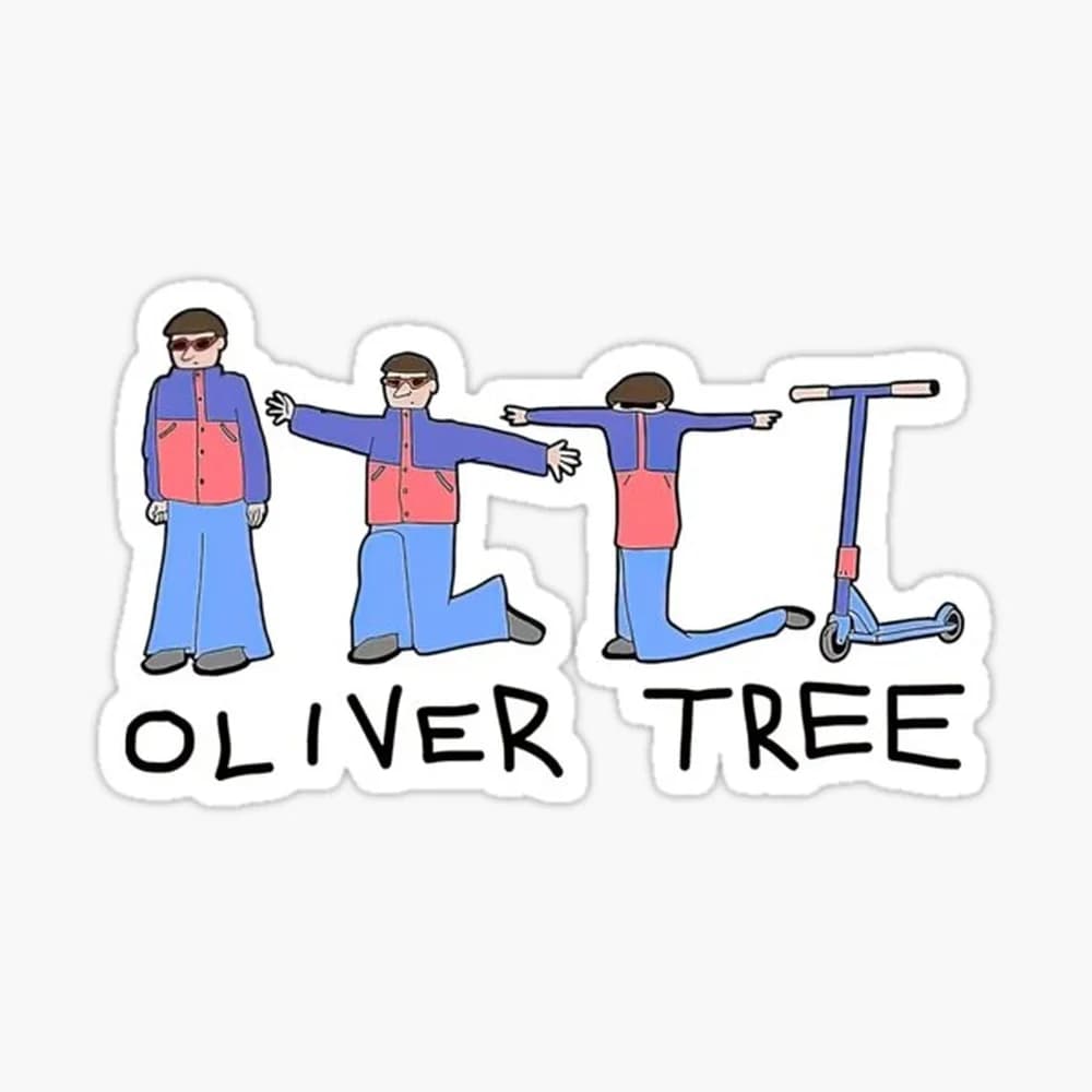Oliver-Tree Scooter Sticker for Laptop Decor Bedroom Car Cute Cartoon Art Fashionable Public Suitcase