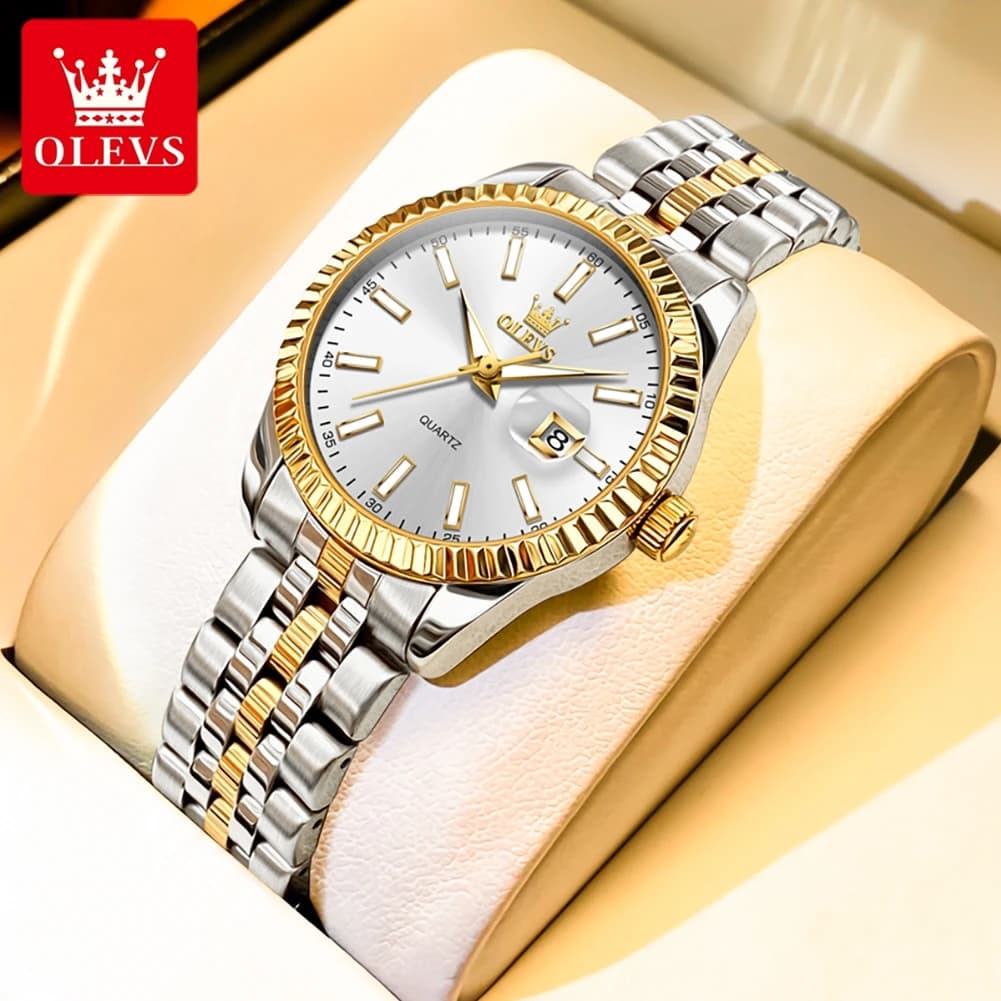 OLEVS 5593 Top Woman Watch Stainless Steel Waterproof Auto Date Elegant Ladies Wristwatch Luxury Original Quartz Watch for Women