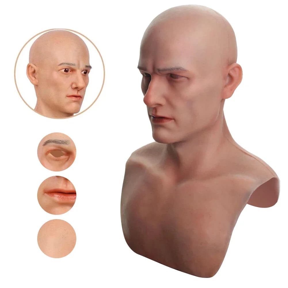 Realistic Silicone Face Mask Youth Man Head Mask for Halloween Cosplay