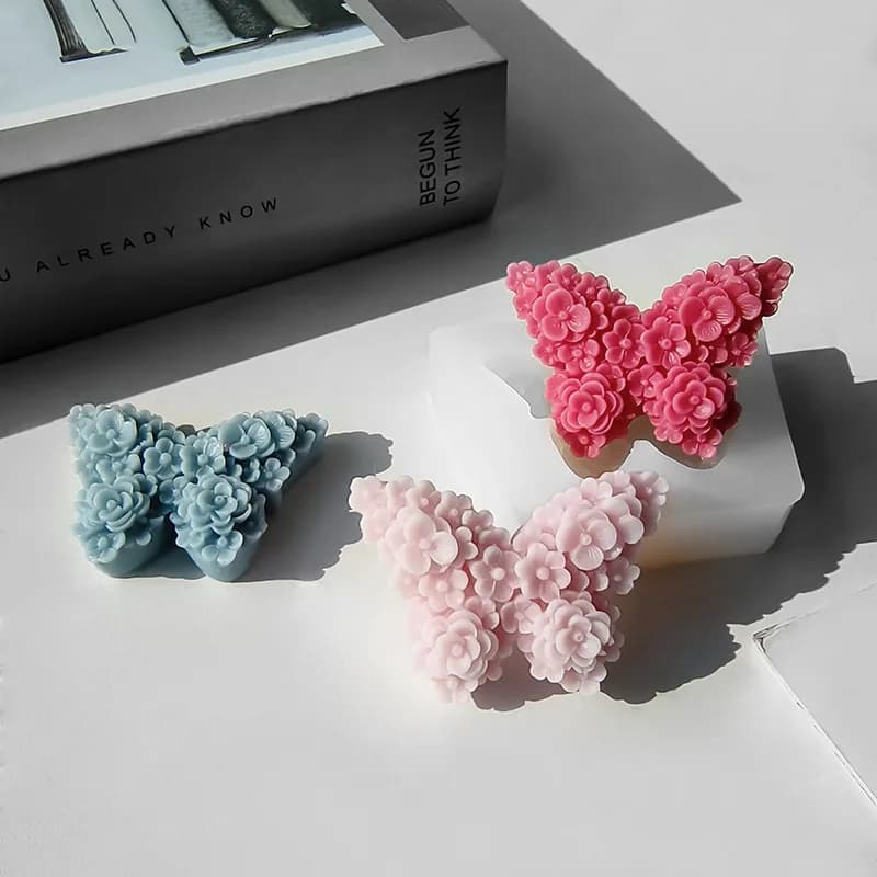 Stampo in silicone per candela con farfalla rosa, strumento per fare sapone con fiori fai da te, stampo in resina per cioccolato, regalo di compleanno di San Valentino, decorazioni per la casa artigianali