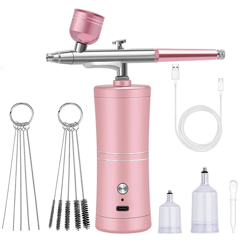 Aerografo per unghie Vernice artistica Pistola per unghie portatile senza fili con spazzola ad aria con compressore Decorazione per unghie Torta Trucco Vernice spray
