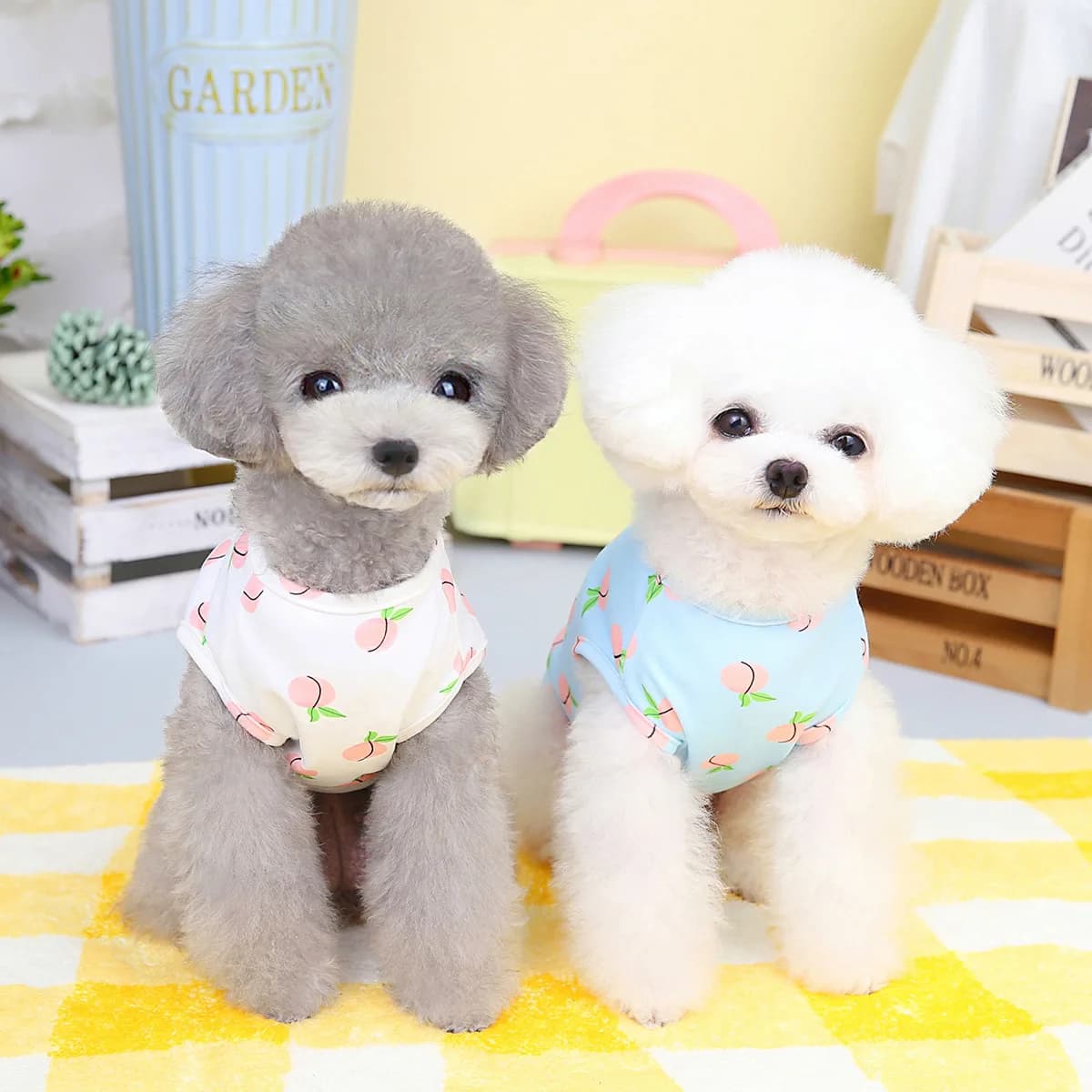 New Spring Summer Pet Dog Cat Clothes Peach Vest Tank Top with Leash Clip Lightweight Harness Apparel