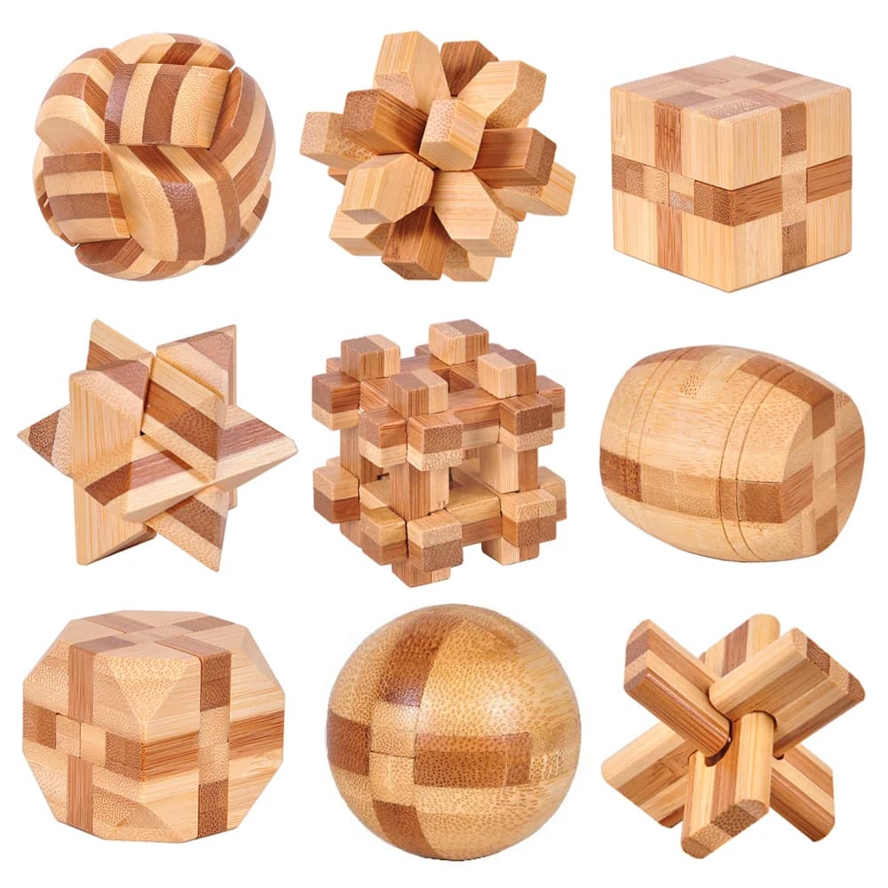 Giocattoli educativi per bambini in legno di bambù Puzzle 3D Gioco per adulti Sblocca giocattoli Montessori per bambini Ragazze Ragazzi Regalo 1PC 4.5 * 4.5 * 4.5 cm
