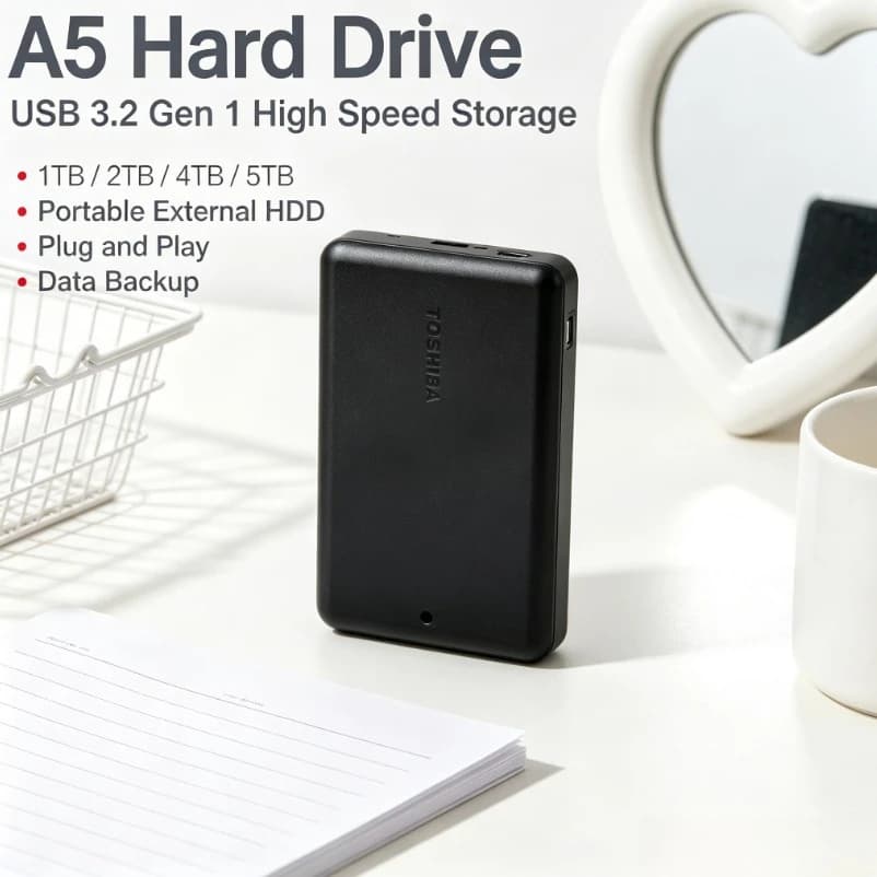 Toshiba A5 2PCS Portable External Hard Drive USB3.2 Gen1 High Speed HDD For Laptop Mac Windows File Storage Backup