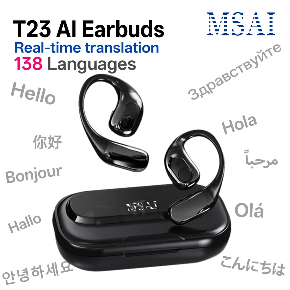 Auricolari traduttore MSAI T23 AI 138 lingue Traduzione multilingue APP Bluetooth Traduzione offline in tempo reale a bassa latenza