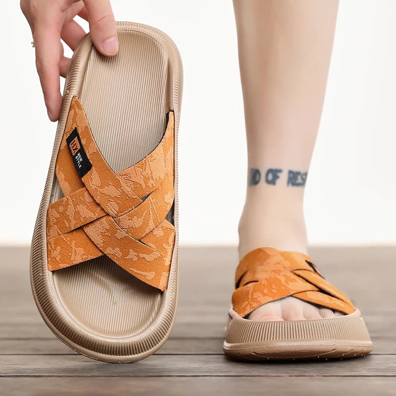Short Trip Men Slippers Sleek Simple Fashion Durable Cushioned Sole Non Slip Footwear For Daily Street Outdoor Wandering