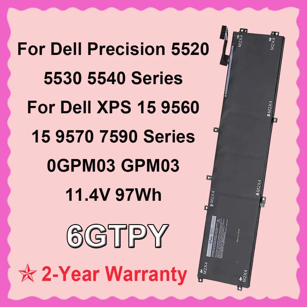 DODOMORN 6GTPY For Dell XPS 15 9560 9570 7590 Precision 5520 5530 Laptop Battery Notebook Batteries 11.4V 97Wh Rechargeable