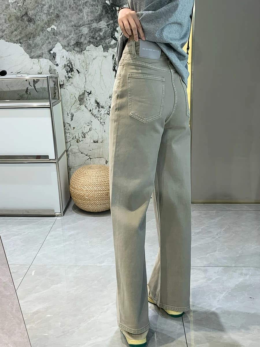 High Waist Straight Leg Jeans Women's Spring Summer New Slimming Light Color Elastic Narrow Wide Leg Pants Korean Style Cotto...