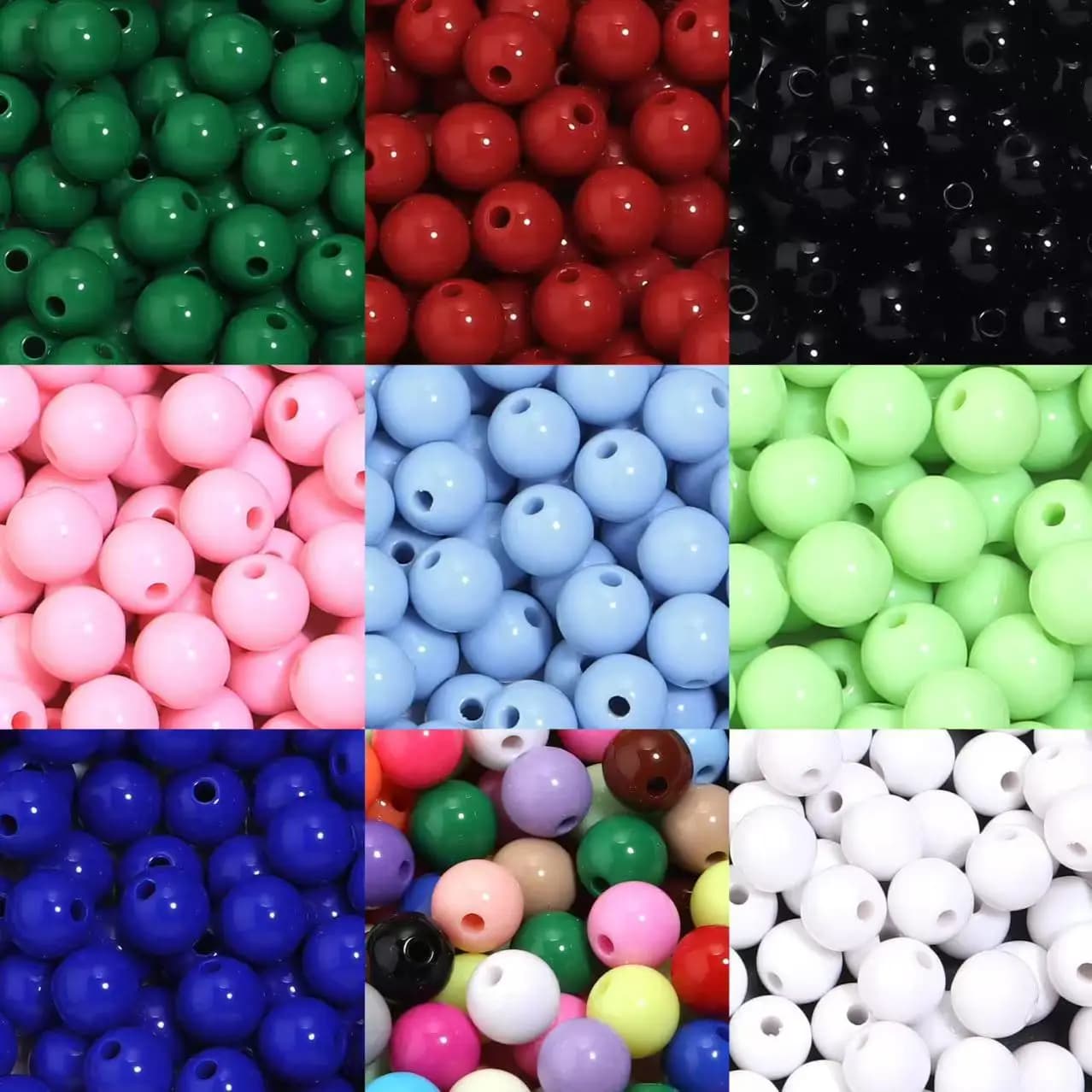 10-100Pcs/Lot 6-20mm Solid Color Round Acrylic Beads Loose Spacer Beads For Jewelry Making DIY Bracelet Necklace Accessories