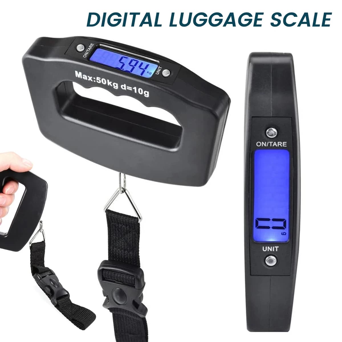 1pc 50kg/10g Digital Luggage Scale Electronic Portable Suitcase Travel Weighs With Backlight Electronic Travel Hanging Scales