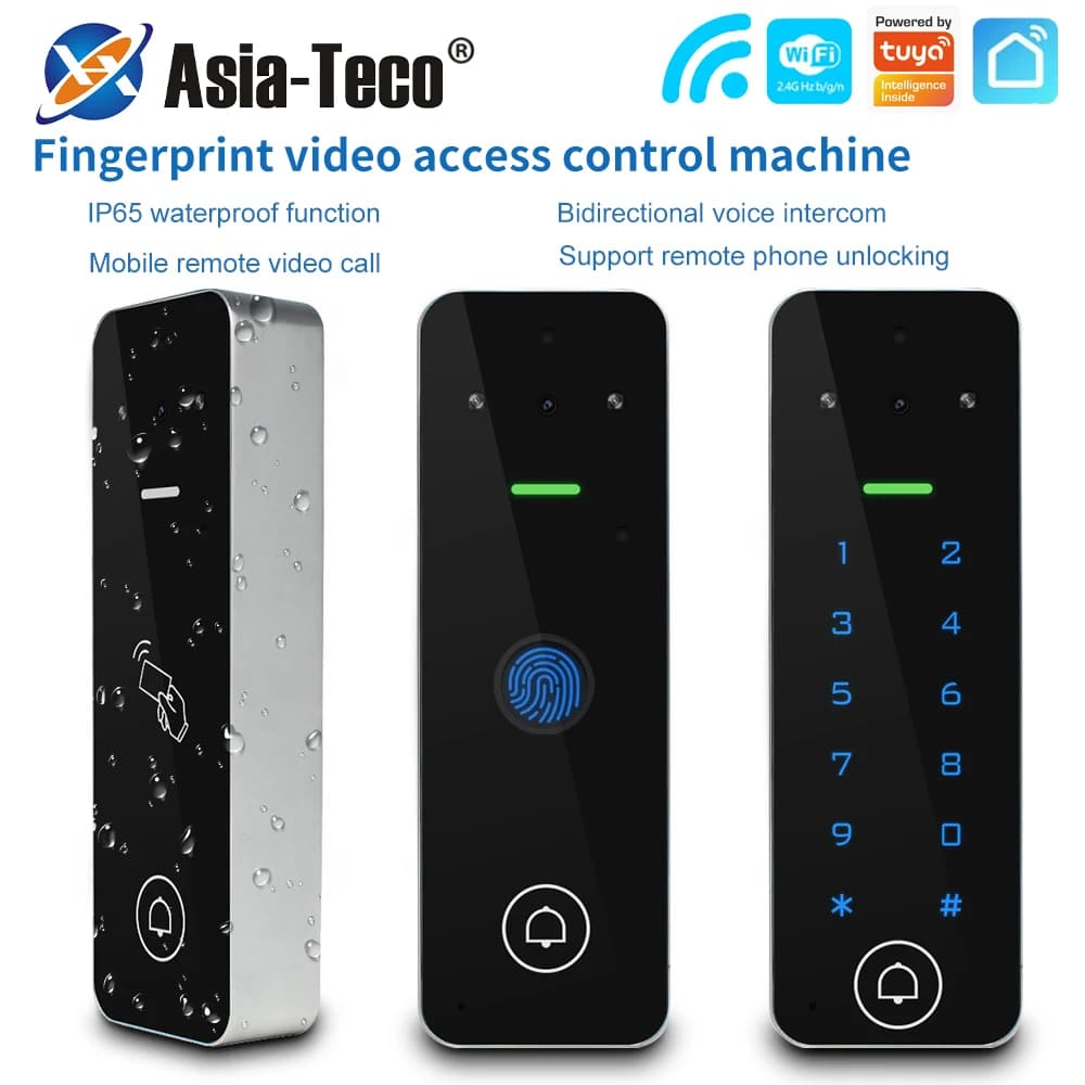 Videocitofono controllo accessi tastiera campanello visivo Tuya Smart WiFi RFID Digit Fingerprint Intercom System custodia in metallo per esterni