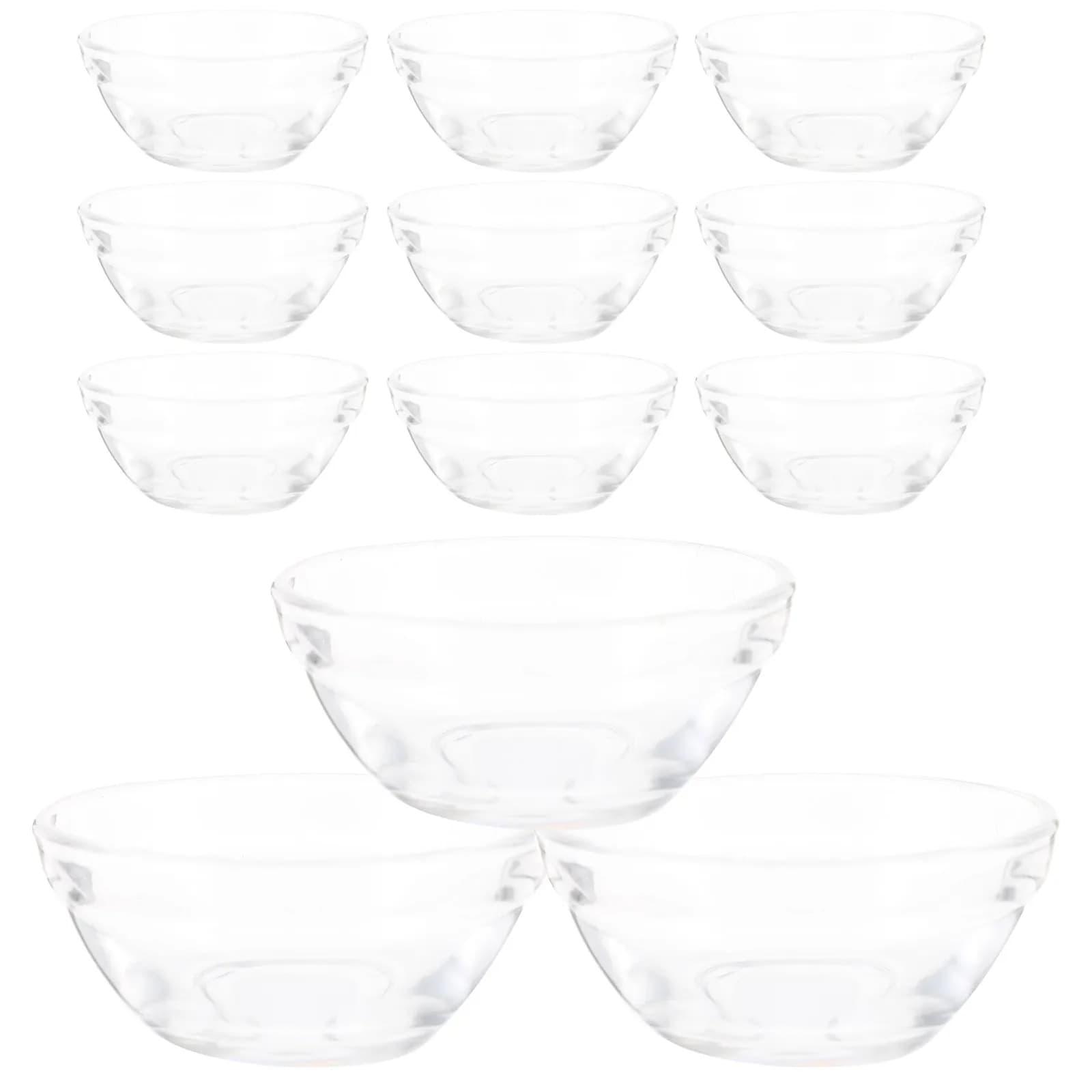 Set of 12 Premium Glass Bowls for Dessert, Graffi Resistant, Transparent Containers for Pudding and Gelatine, Easy to Store and Stackable