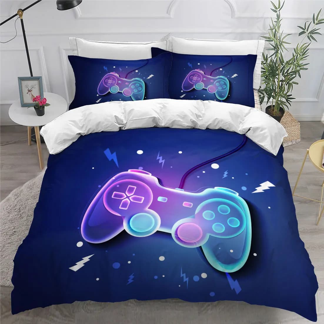 Set biancheria da letto da gioco per bambini e ragazzi, set copripiumino con controller con maniglia, set da letto matrimoniale, completo, Queen, King, per adolescenti
