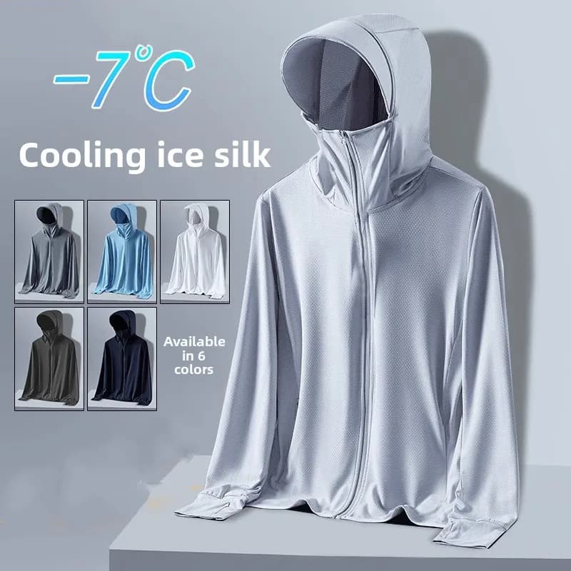 Men's Summer Ice Silk Outdoor Breathable Sun Protection Clothing Lightweight Fishing Jacket UV Protection Fashionable Men's Wear