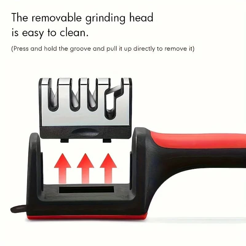 3-Stage Handheld Knife Sharpener, Fast Blade Sharpening Tool for Stainless Steel Kitchen Knives, Safe Non-Slip Base Kitchen Gadget