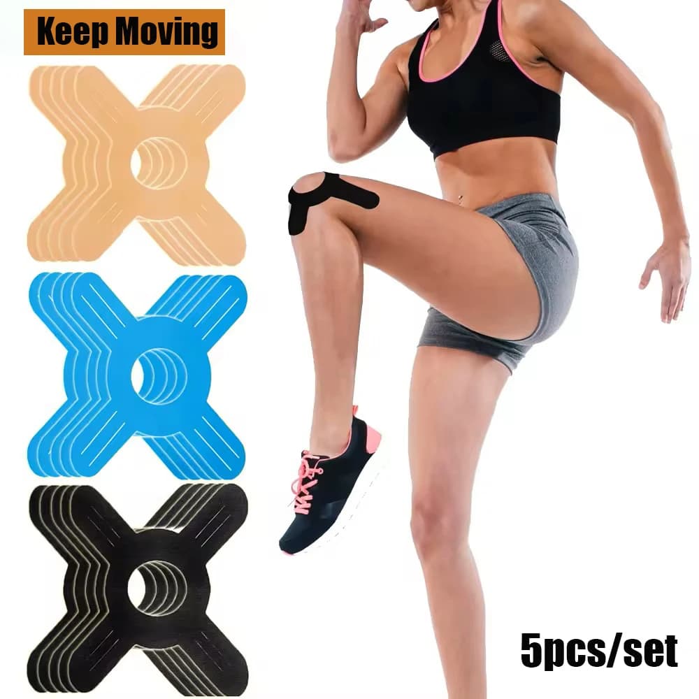 5Pcs Pre-Cut Kinesiology Tape for Knee, Waterproof Athletic Tape for Sports and Long-Lasting Joints Muscle Support