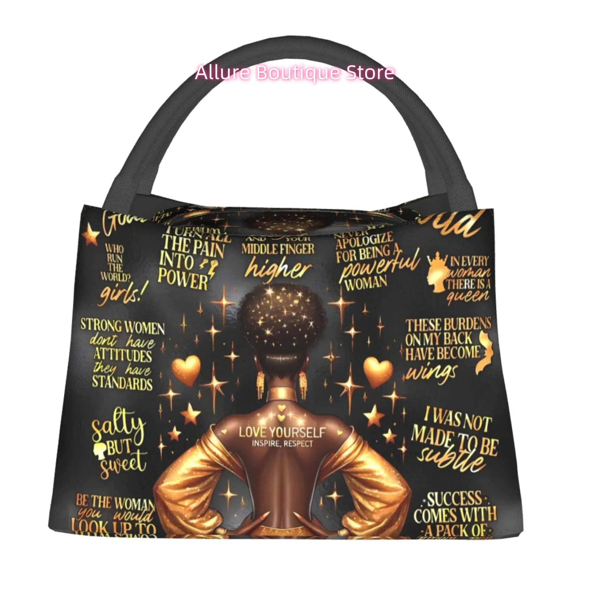 1 pezzo Borsa termica portatile e riutilizzabile con motivo natalizio e figura di uomo nero in piedi, borsa termica, borsa termica per il pranzo, ideale per il campeggio