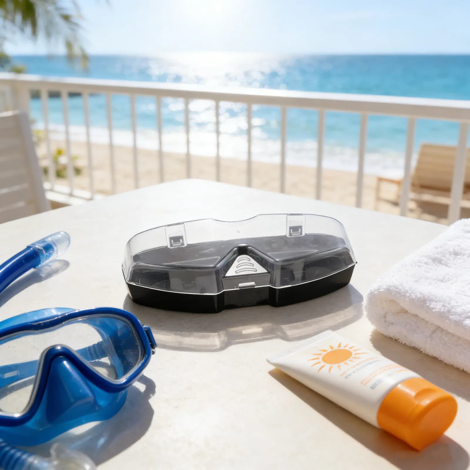 Premium Scuba Mask Plastic Case, Waterproof Portable Protective Case with Shock Closure for Swimwear and Snorkeling Mask