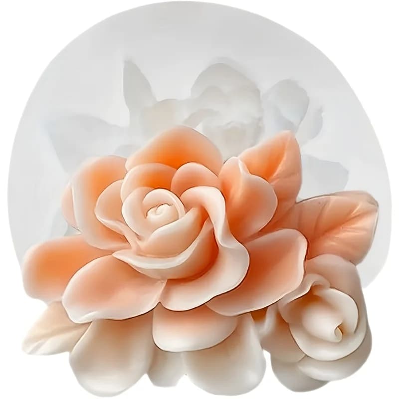 1 stampo per candele, elegante stampo in silicone rosa, utilizzato per realizzare candele, resina, argilla, aromaterapia, stampo in silicone per gesso, rosa e bianco Flo