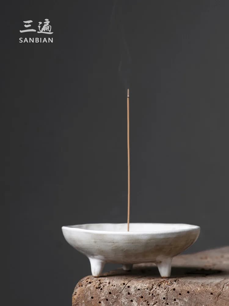 Stufa per aromaterapia in ceramica grossolana stile giapponese Wabi Sabi Zen, porta bastoncini di incenso, polvere di legno di sandalo per uso domestico