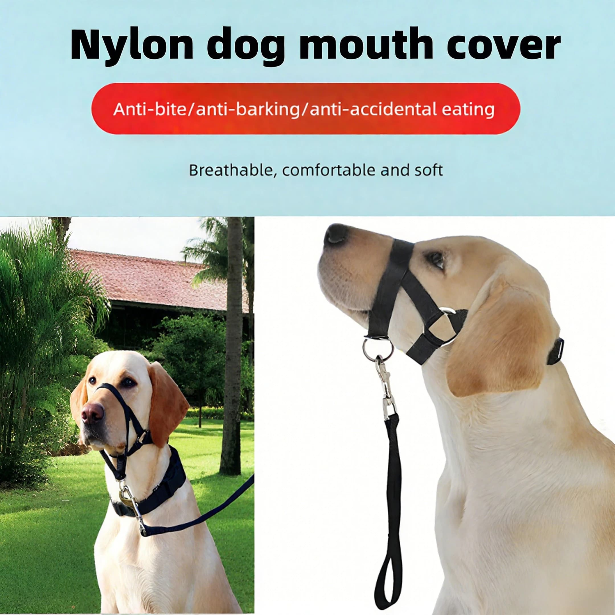 Collare per cani Museruola Halter Training Guinzaglio per cani Leader Collare classico Regolabile Anti-abbaio Anti-morso Pettorina per cani Accessori per cani
