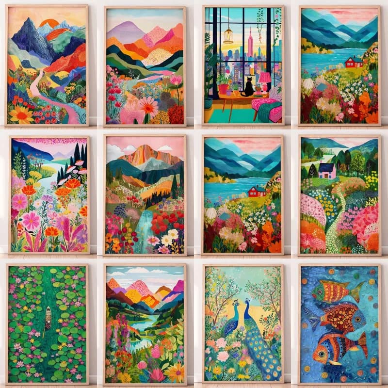 Abstract Mountain Artwork Paesaggio Fiore Arte Pittura diamante 5D Decorazione domestica Regali festival