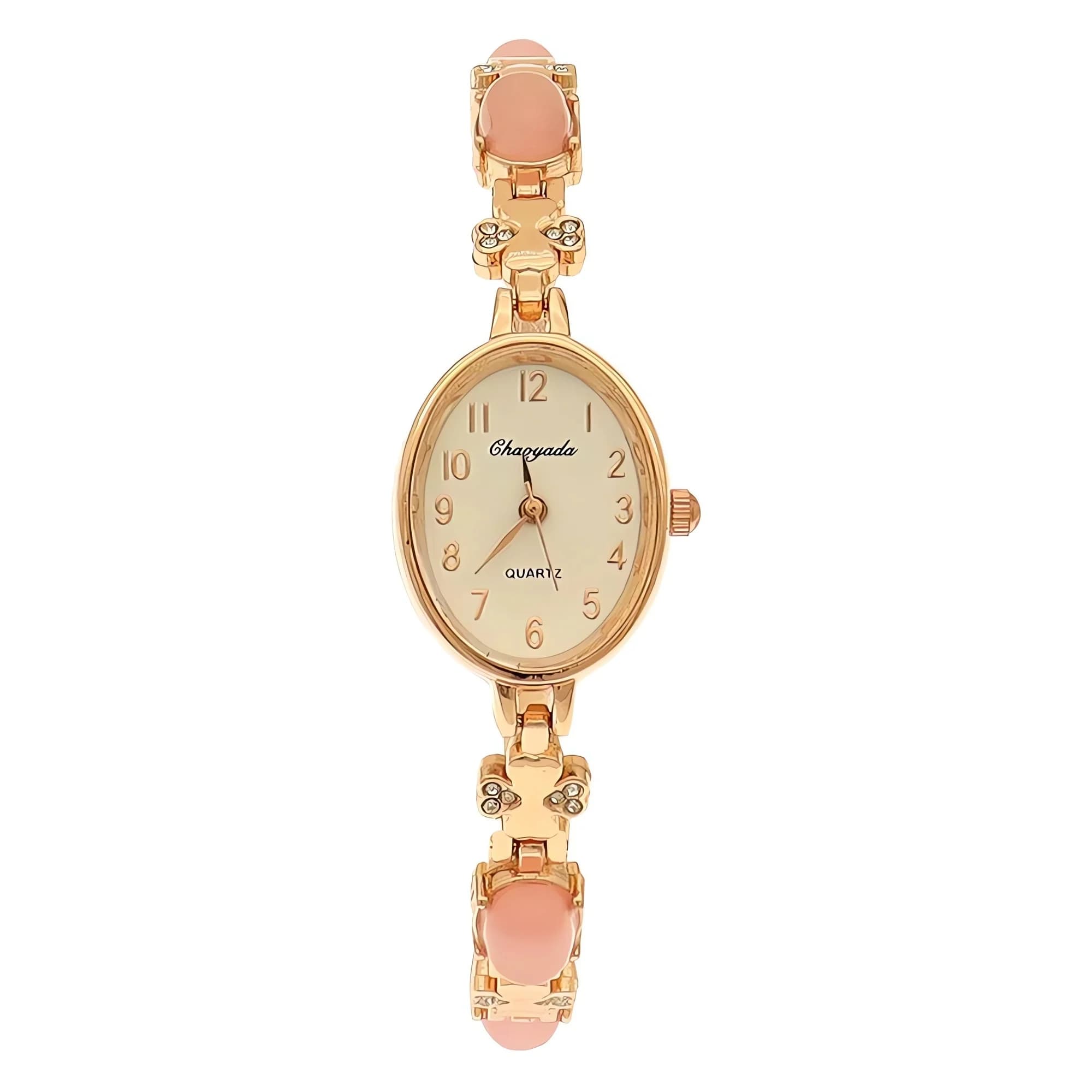 Orologio da polso da donna al quarzo con pietre preziose colorate e strass di fascia alta