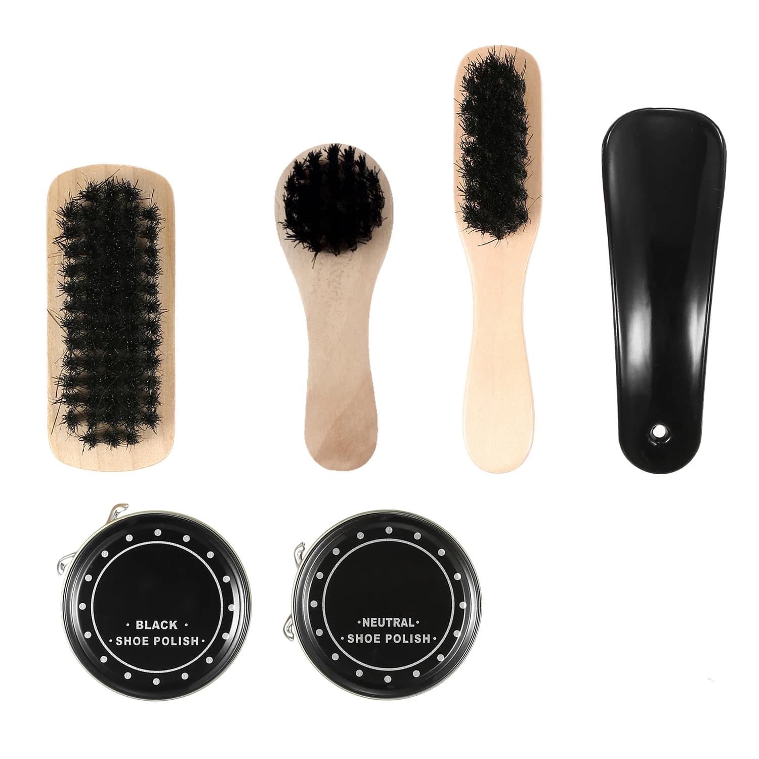 Kit per la cura delle scarpe da 8 pezzi Spazzole per lucidatura neutra nere Stivali Scarpe da ginnastica Kit di spazzole per scarpe da viaggio leggero ed elegante