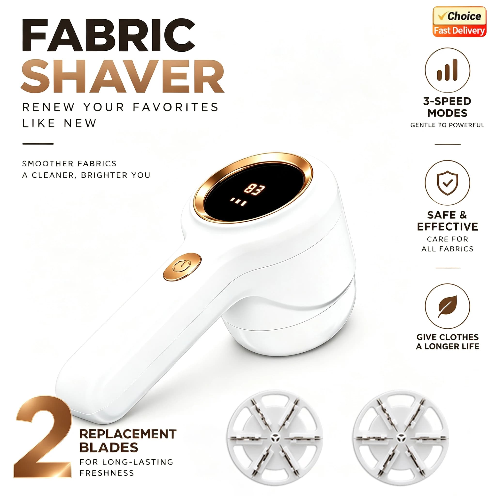 Portable Lint Shaver USB Rechargeable Fabric Shaver 16000RPM High Speed Motor 3 Adjustable Settings for Clothes Home Use