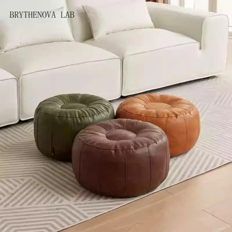 Unstuffed Moroccan Faux Leather Footstool Cove Meditation Pouf Toys Clothes Old Storage Bag Bay Window Tatami Cushion Cover