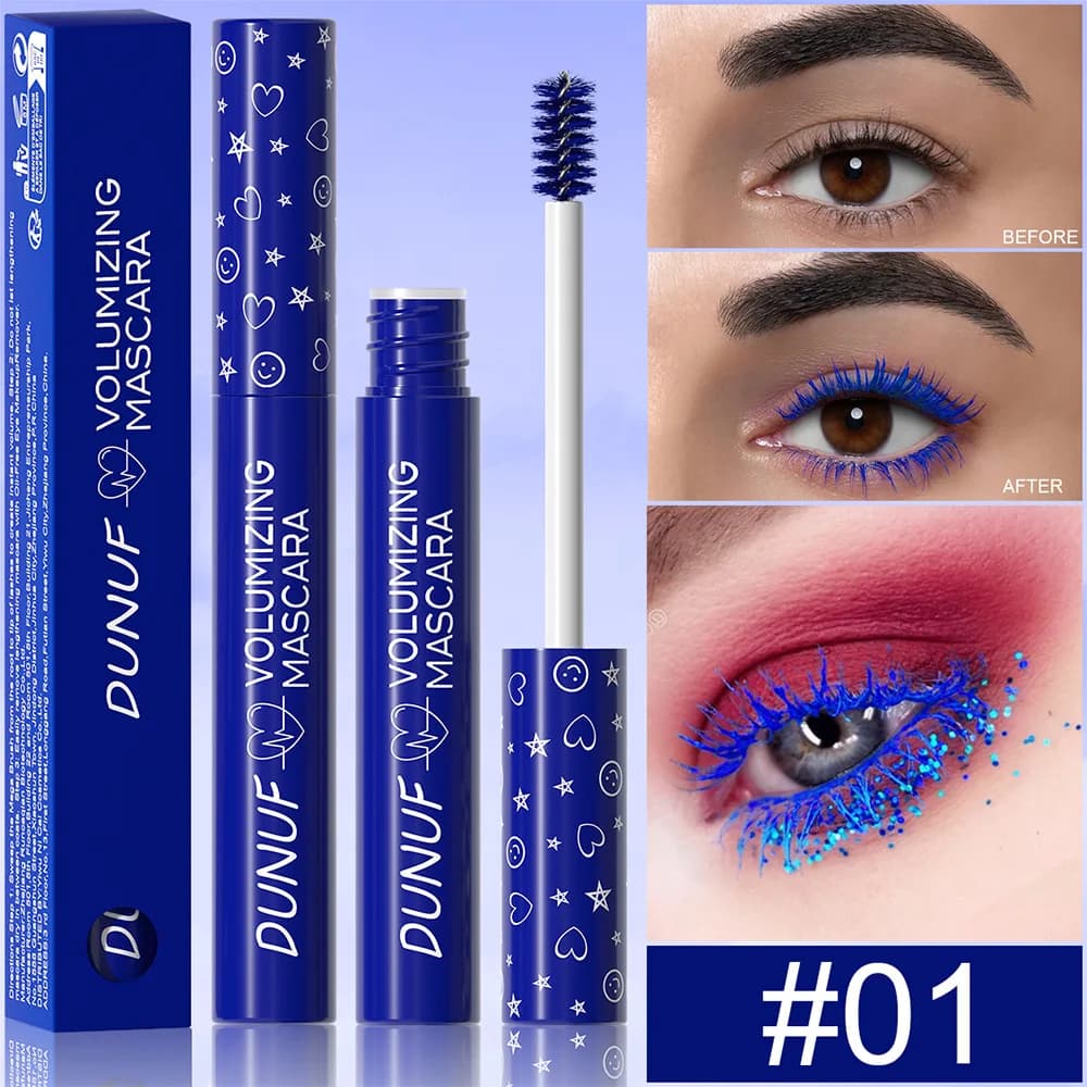 1PC Colorful Mascara Curling Thicking Extension Eyelash Waterproof Volumizing Blue Long-Term Cosmetic Mascara