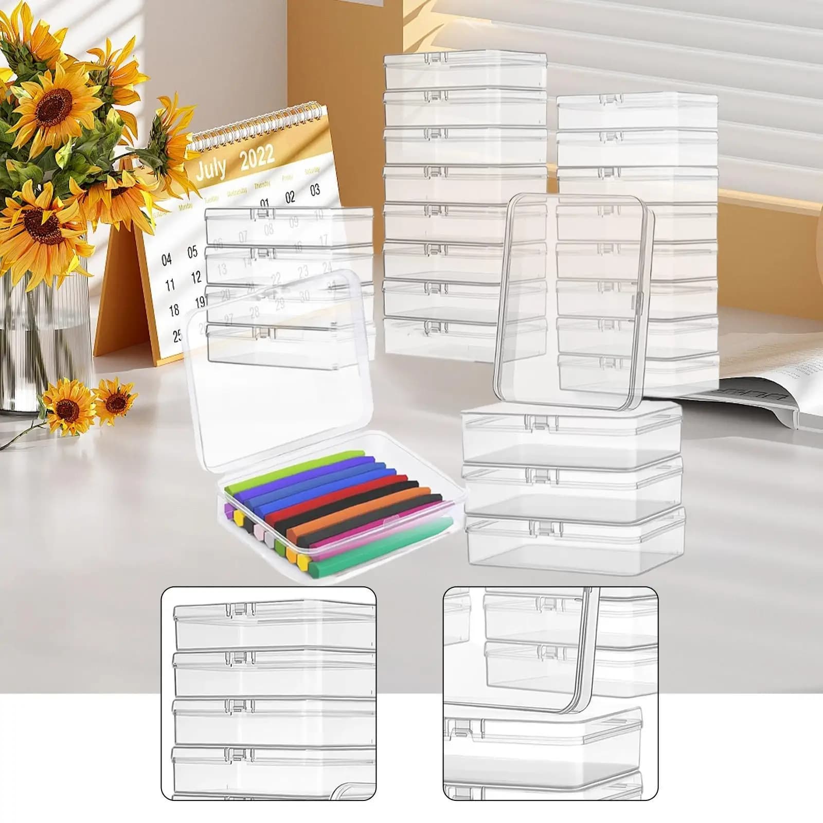 24 pcs storage box of handicraft storage container stackable compact handicraft organizer for earrings small items buttons