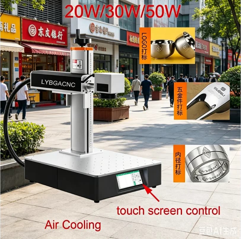 Laser Marking Machine 50W Touch Screen Optical 30W Fiber Laser 20W Nameplate Engraver All in One for Plastic Metal Aluminum Work