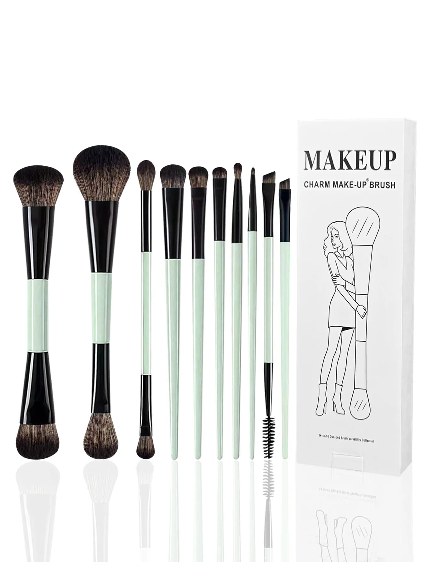 10-Piece Multifunctional Makeup Brush Set for Face, Professional Makeup Brushes, Specialized Makeup Tools, Beginner Makeup Brushes, Makeup Brush Set, Multi-Purpose Makeup Brushes, Foundation Brush, Powder Brush, Blush Brush, Concealer Brush, Eye Makeup Brush, Eyeshadow Brush, Eyebrow Brush, Eyeliner Brush, Eyelash Brush, Blending Brush, Highlighter Brush, Kabuki Color Tool Brush, Complete Set of Brushes, Travel and Home Essential Makeup Tools, Suitable for Girls and Women