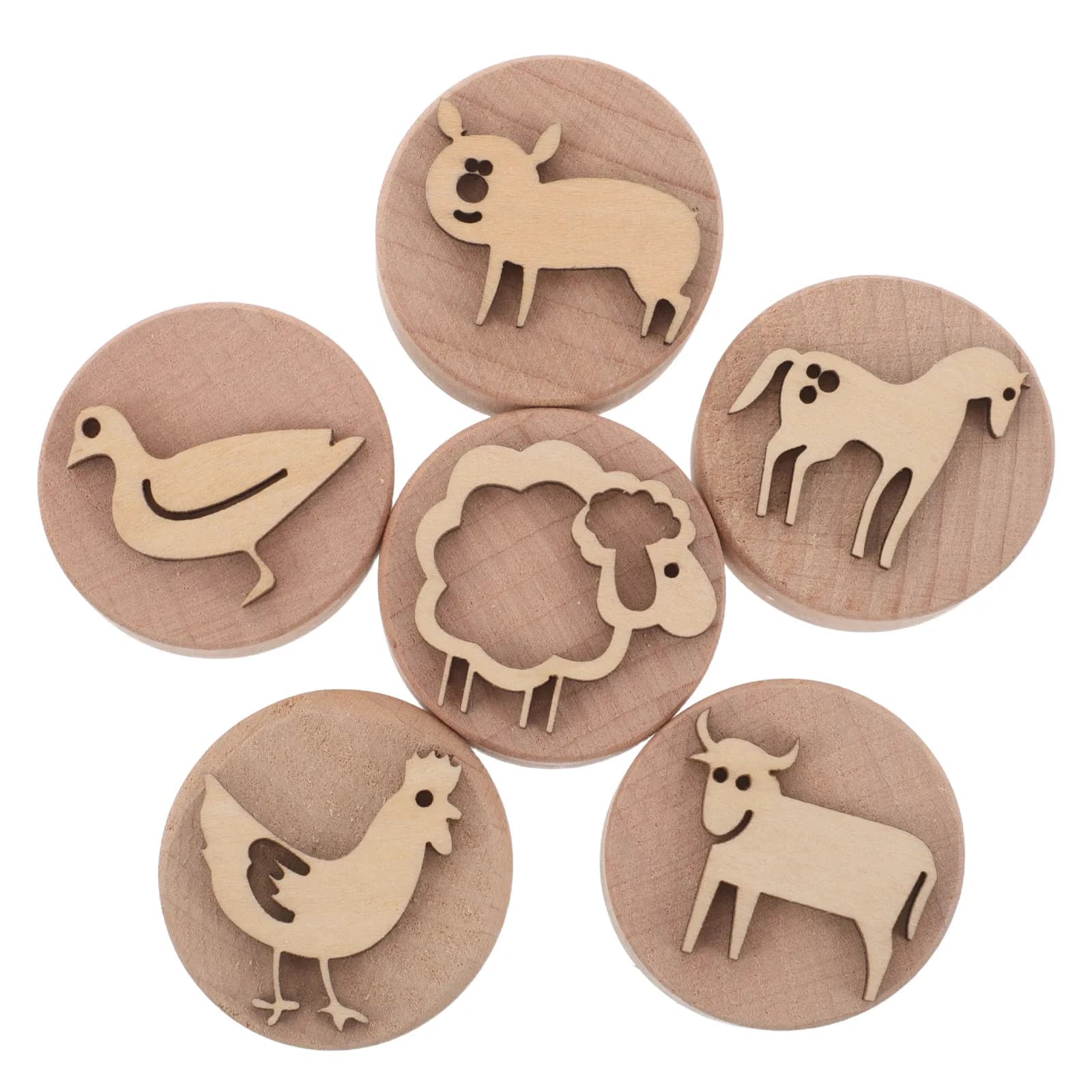 Set di 1 timbro in legno per bambini con animali carini, kit di artigianato prescolare per lo sviluppo precoce, sigilli creativi per bambini