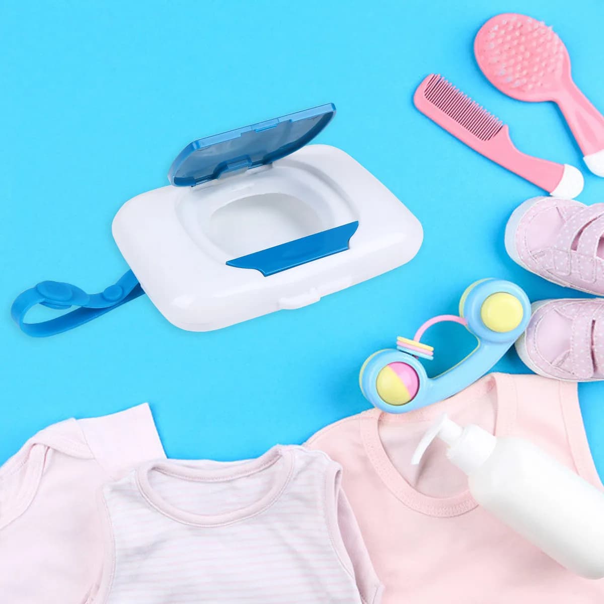 Contenitore per salviette umidificate per neonati, portatile, riutilizzabile, compatto e leggero per viaggi, passeggini, culle, facile da pulire