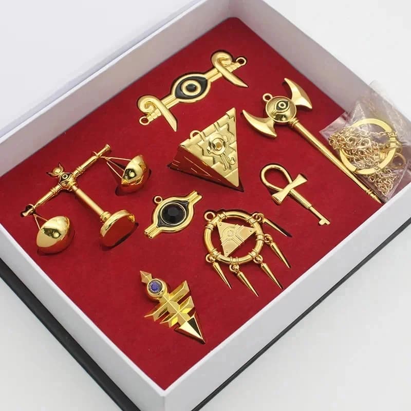 ABC123 Collana Yugioh Millennium Treasures della Collezione Capons, Set Muto Yugi Dorato Cosplay Chiave dell'Imperatore Yu-Gi-Oh!