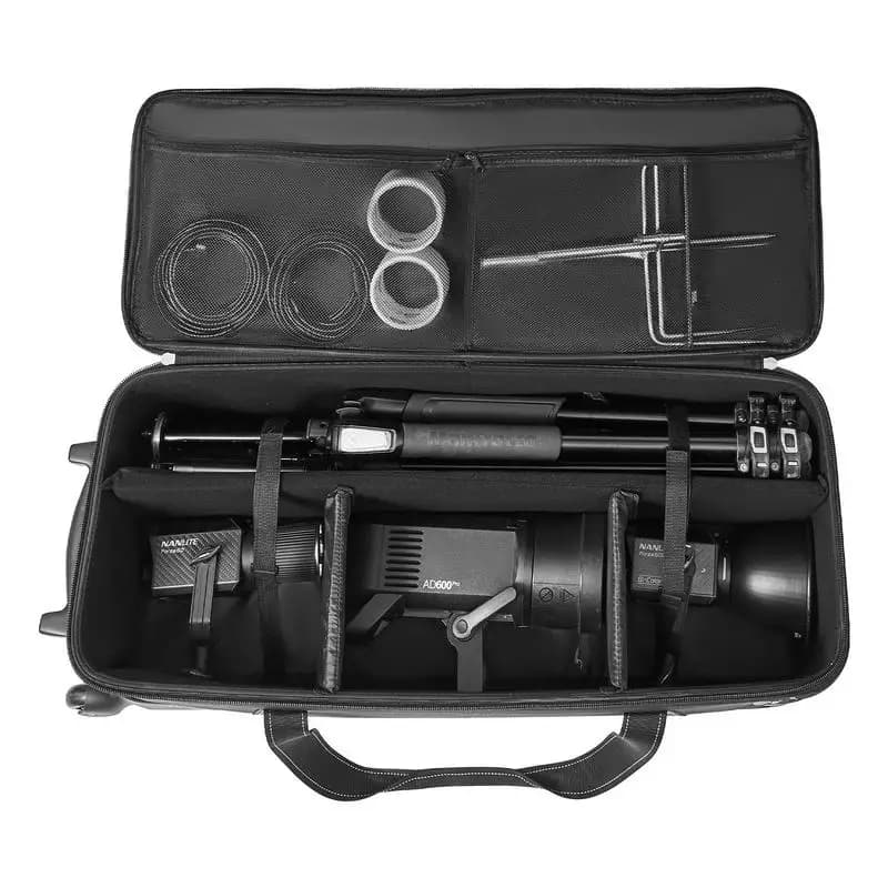 Valigia trolley per attrezzatura da studio, 35,83 x 11,81 x 14 pollici / 91 x 30 x 35,5 cm, borsa per fotocamera con ruote, borsa da trasporto con cinghie, scomparto imbottito e maniglia, per stativi, treppiedi, telescopi