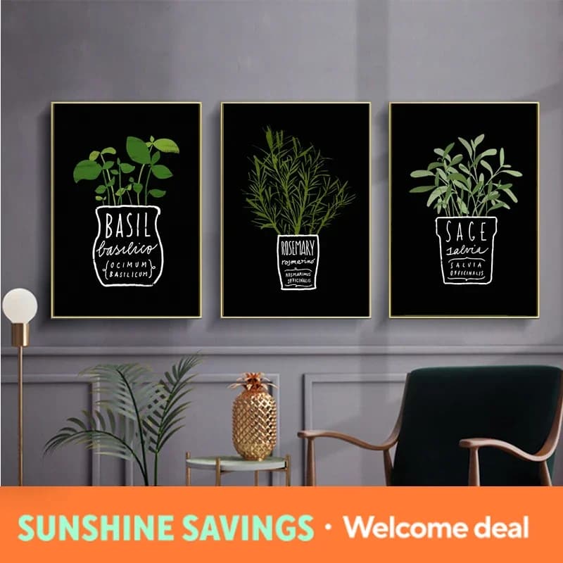 Canvas Painting Potted Green Plants Posters and Prints Kitchen Office Nordic Minimalist Wall Art Pictures Living Room Home De