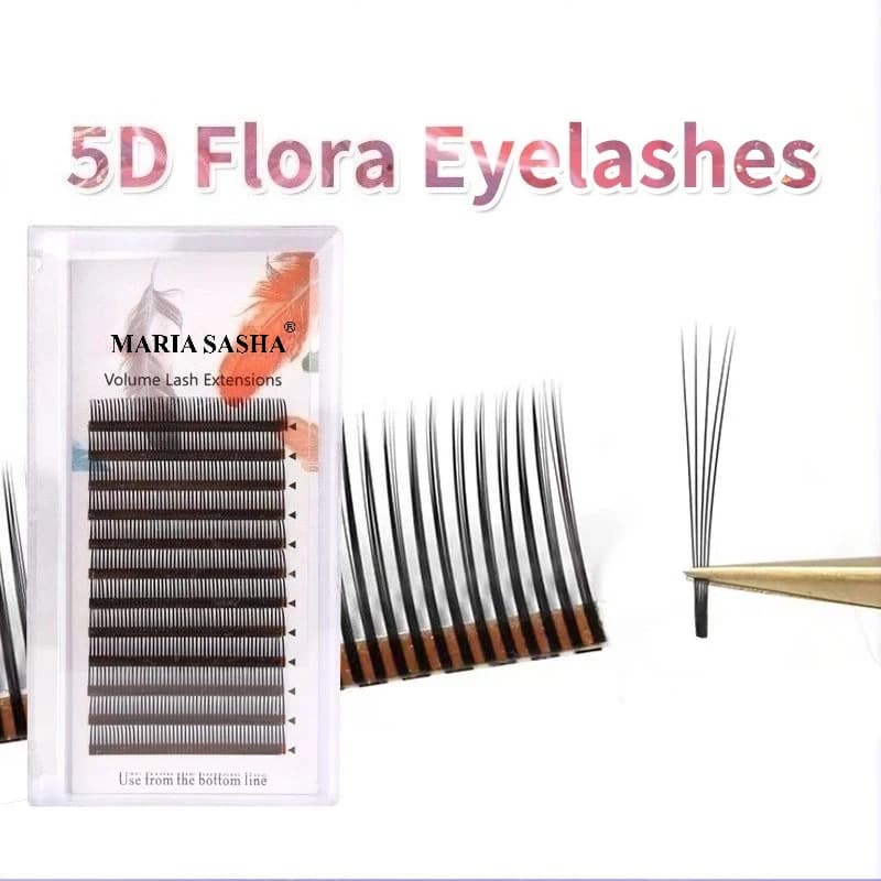MARIA 5D Flora Lashes Estensioni ciglia Easy Fan Volume preconfezionato all'ingrosso 12 file W Style Logo privato morbido naturale