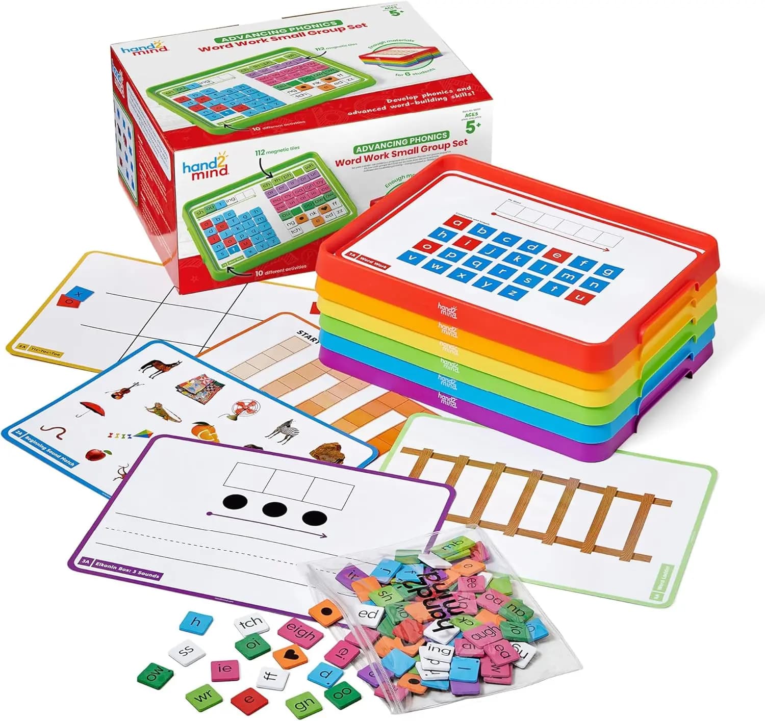 Set da lavoro magnetico per parole foniche per la scuola materna, include piastrelle e vassoi per lettere, materiali per l'aula sulla scienza della lettura