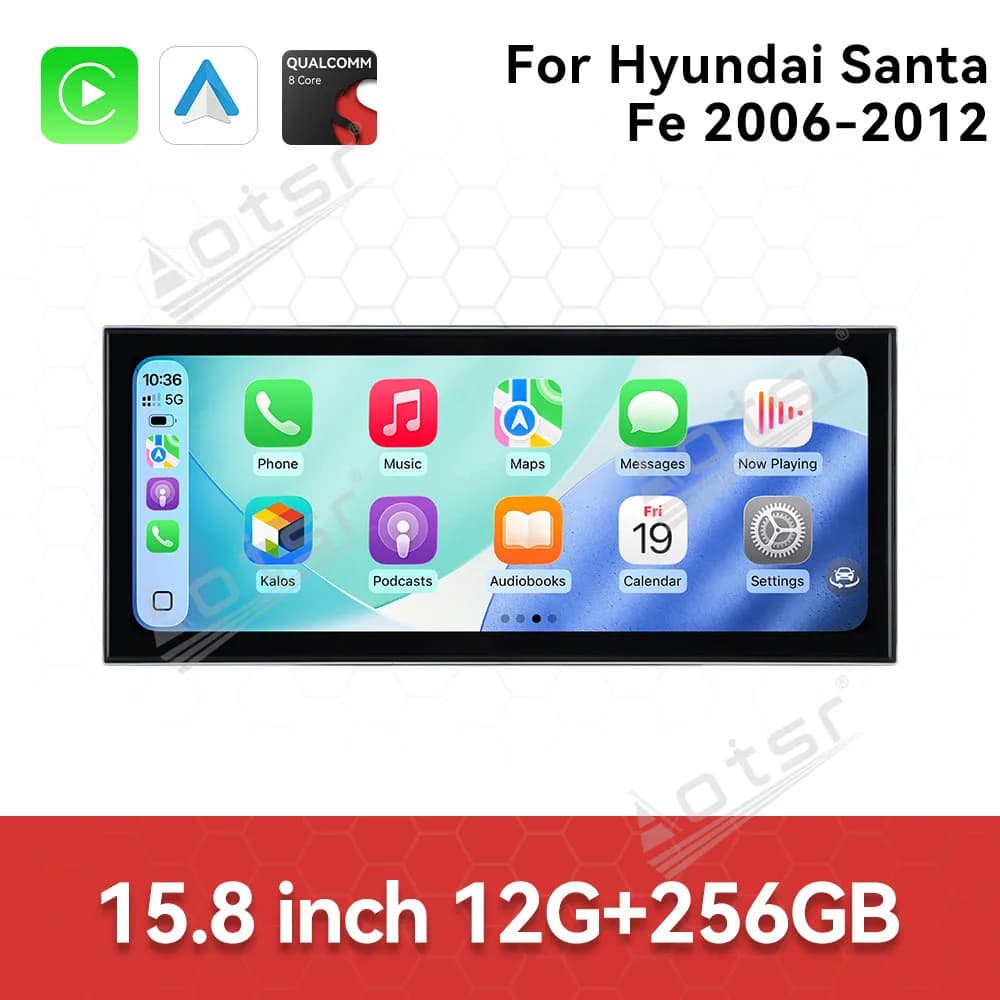CarPlay 15.8'' Android 15 per Hyundai Santa Fe 2006-2012, Gadget per Auto Plug and Play, Navigazione con Schermo HD, Lettore Multimediale