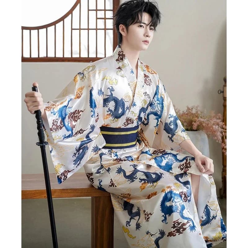 Kimono da uomo, abiti da samurai, abito da bagno tradizionale giapponese, costume per performance teatrali d'4o
