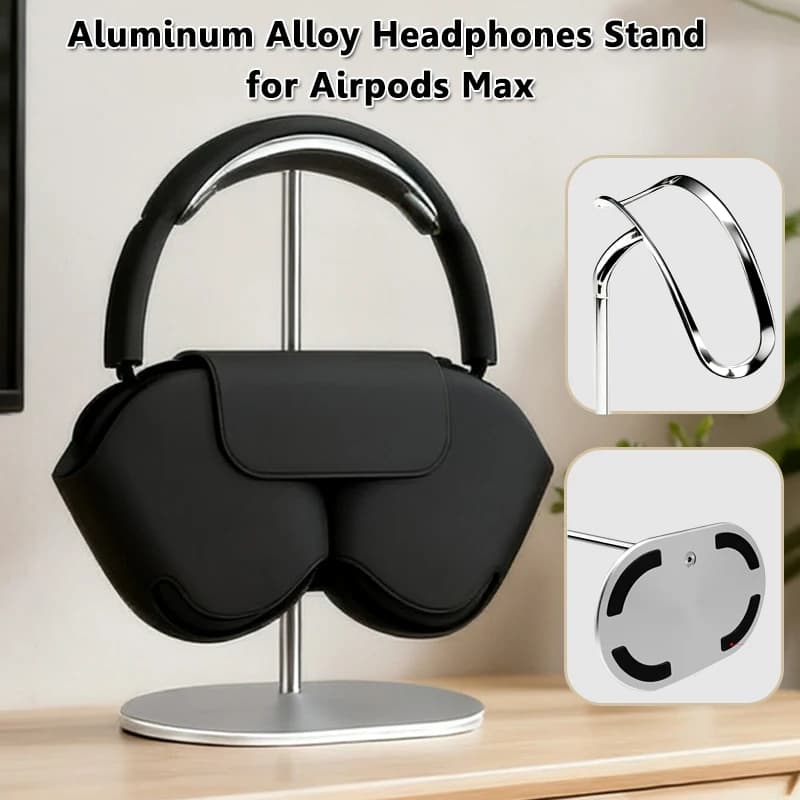 Supporto per cuffie curvo in metallo per Airpods Max Supporto per cuffie in lega di alluminio Espositore da tavolo con base antiscivolo Space Savi